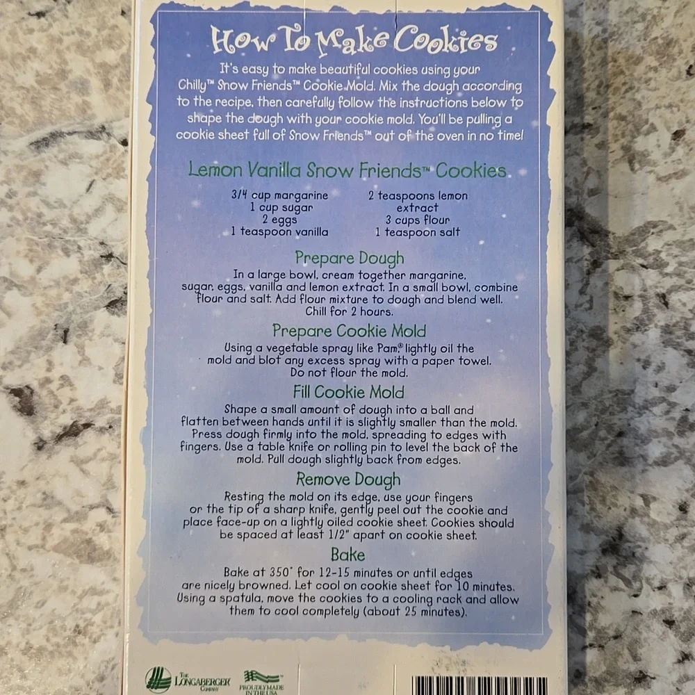 New Longaberger 1997 Snow Friends Series Chilly Pottery Cookie Mold